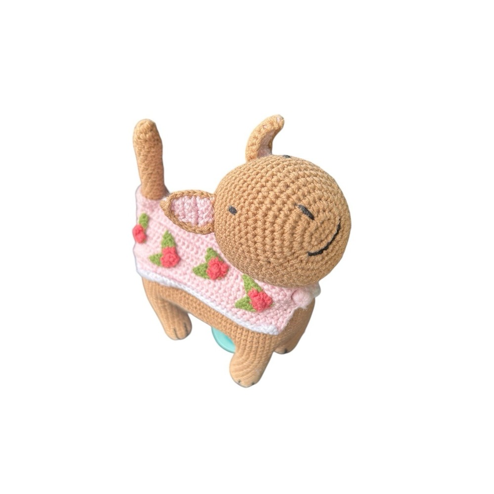 Pebble Adorable Handmade Crocheted Dog Doll Plush NWT 7" Made In UK Baby Gift